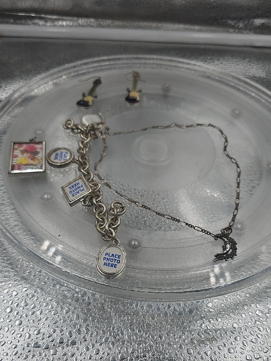 Jewelry - Purple Guitar Earrings Photo Charm bracelet & Cresent Moon Necklace